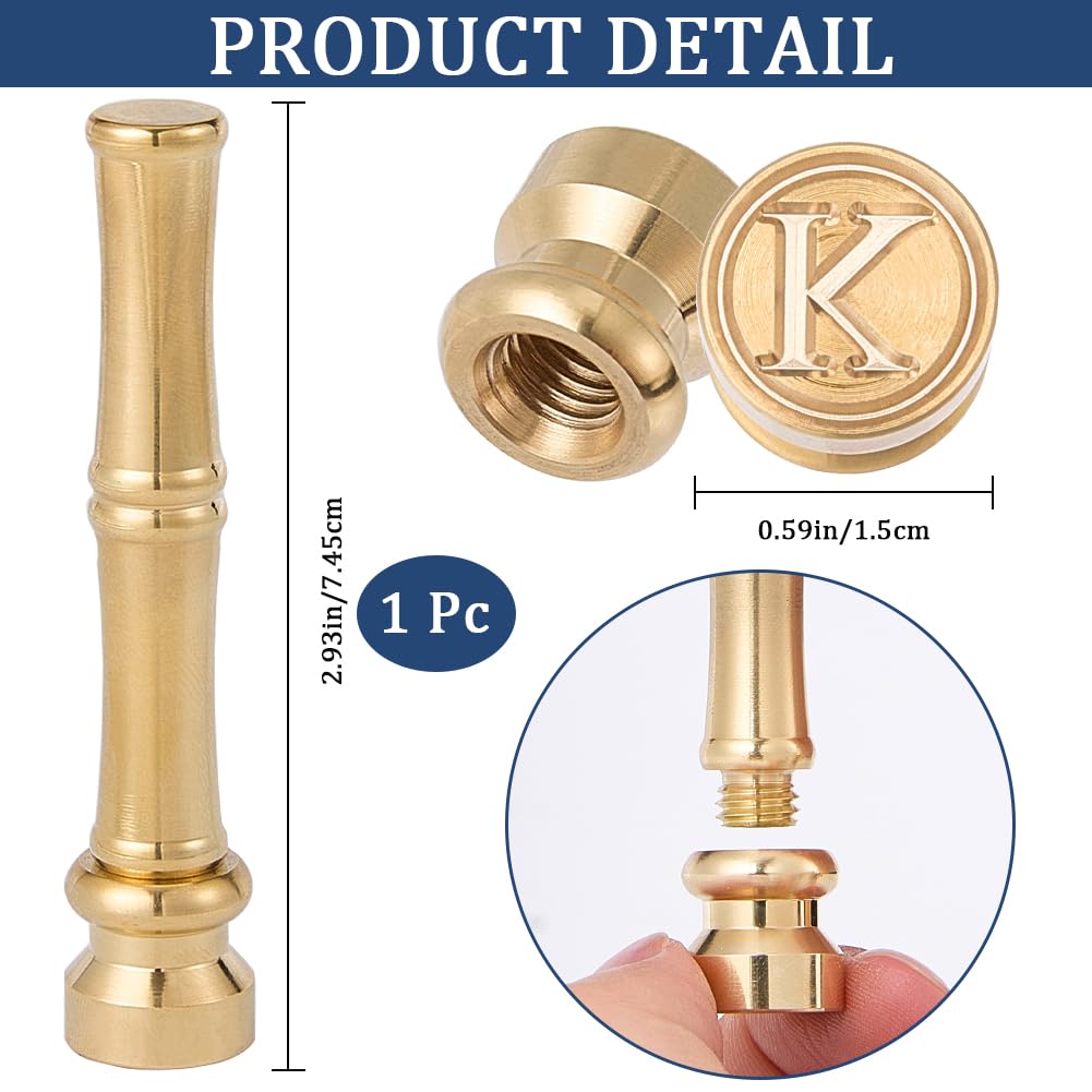CRASPIRE Letter K Wax Seal Stamp Brass Sealing Wax Stamps 15mm Golden Metal Retro Vintage Alphabet Initial Mini Stamp with Bamboo Stick Handle for Thanksgiving Cards Envelope Wedding Party Invitations - Image 2