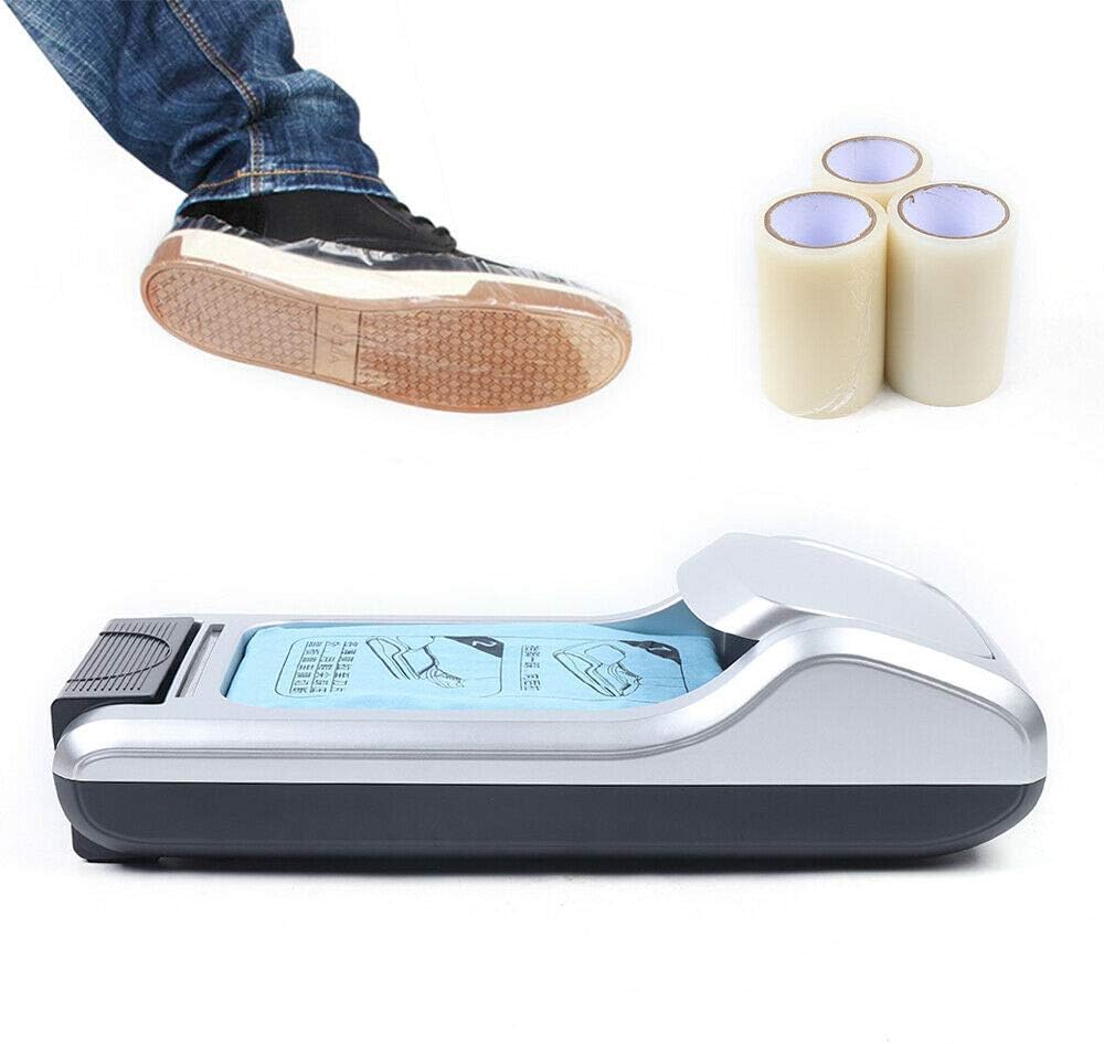 Automatic Shoe Cover Dispenser, Disposable Plastic Shoe Covers, Shoe Wrapping Machine, Smart Shoe Film Machine Floor Guard Shoe Cover with 3 Roll Shoe Film