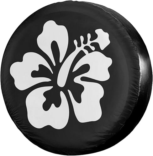 Foruidea Cubierta de neumático de repuesto de flor de hibisco blanca para neumáticos de rueda a prueba de polvo para remolque, RV, SUV y muchos