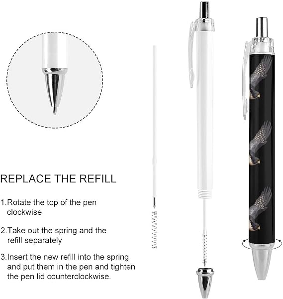 BHHJKKPeregrine Falcon Flying Retractable Ballpoint Pen 0.5mm Ball Point Pens Smooth Writing and Soft Grip for Office Desk Supplies,4 PCS