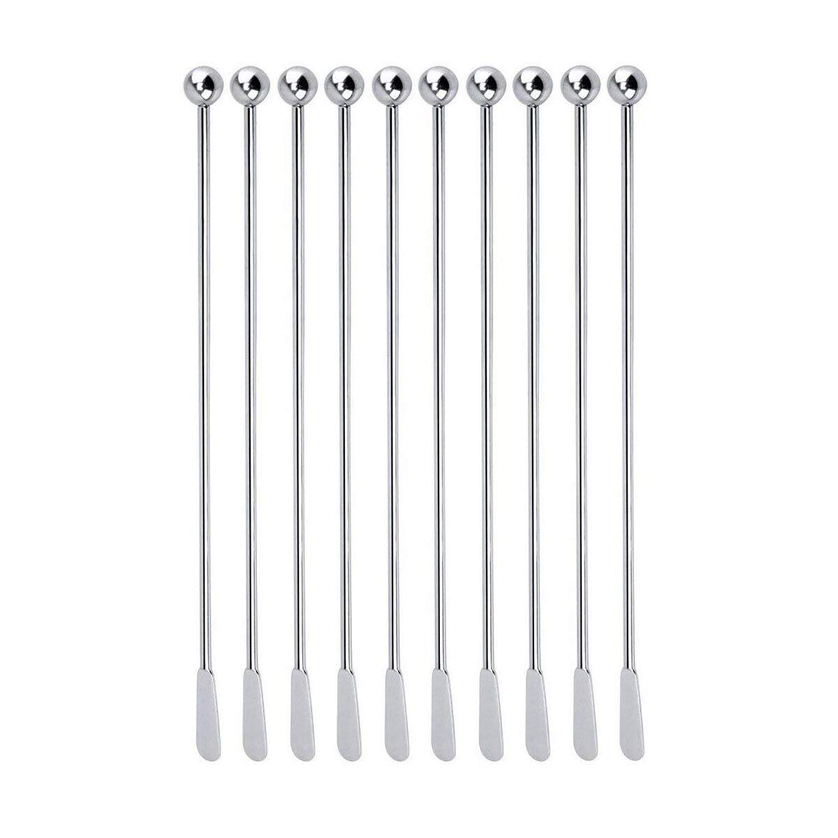 NICO SEE WONDER10 Pieces Stainless Steel Coffee Beverage Stirrers Stir Cocktail Drink Swizzle Stick
