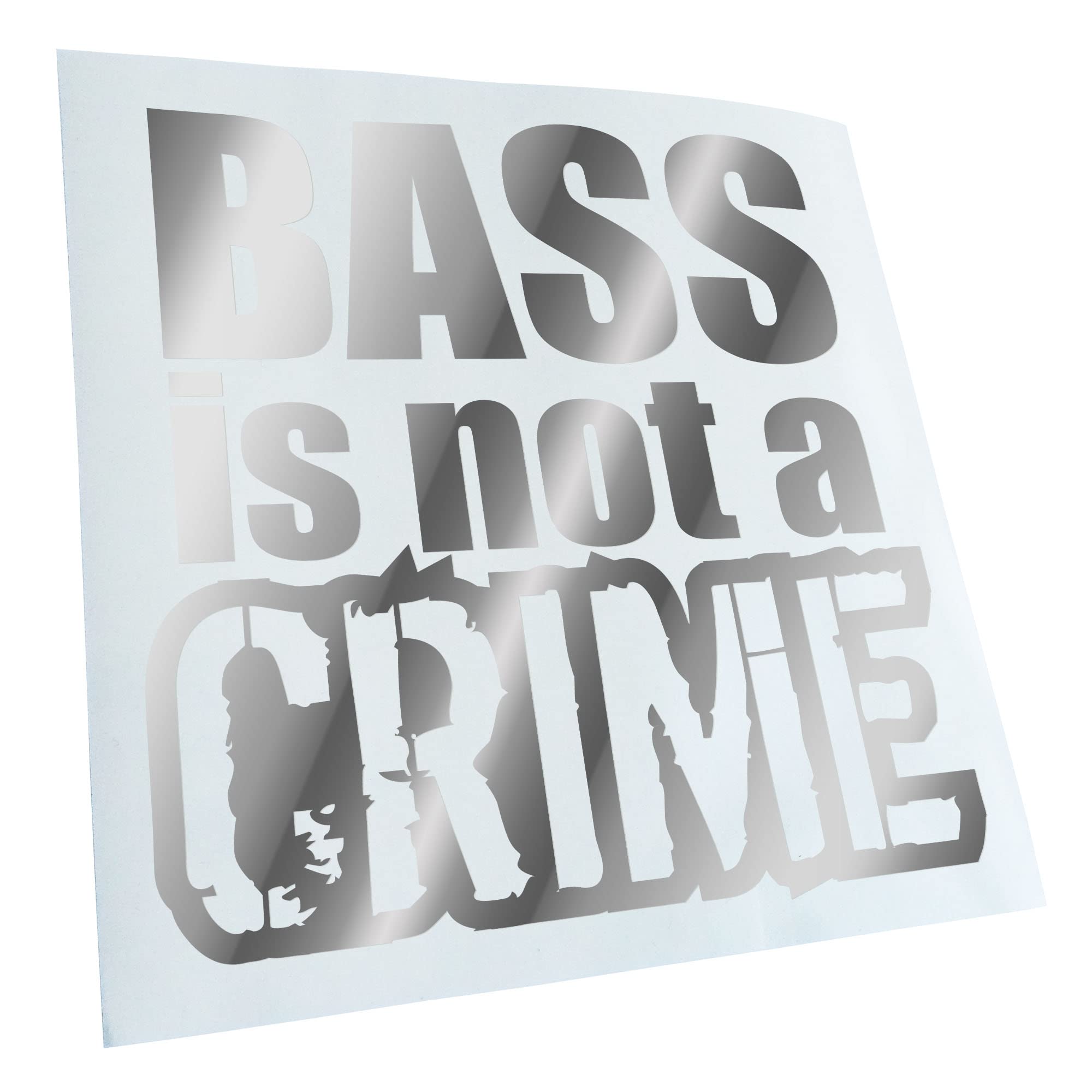 Kiwistar - Car Sticker - Bass is not a Crime - Chrome - 10 x 10 cm - Rear Window Car Sticker Weatherproof for Car Truck Moped Truck - Sticker Exterior Self-Adhesive Tuning Accessories for Window