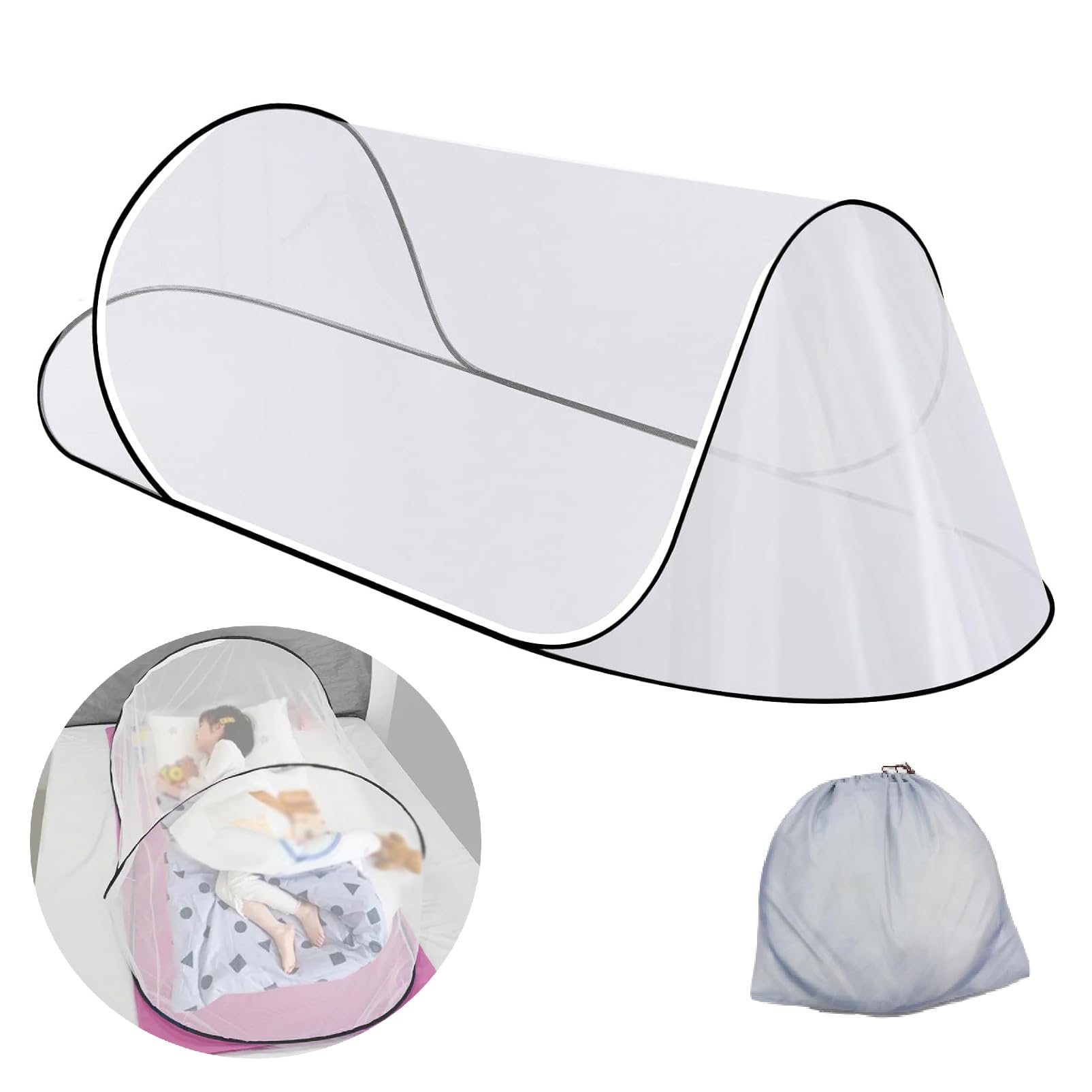 SuperDen Pop Up Mosquito Net, Foldable Mosquito Net Tent for Bed Camping Travel Patio,Portable Mosquito Tent Pop Up Outdoor (1 PCS)