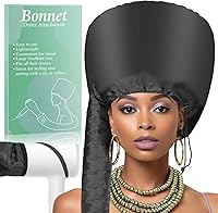 Hooded Hair Dryer Bonnet - Fast-Drying Bonnet Hair Dryer for Natural Hair, Deep Conditioning, Styling, & Curl Enhancing - Adjustable Fit, Heat Distribution, Portable & Lightweight for Travel（Black）