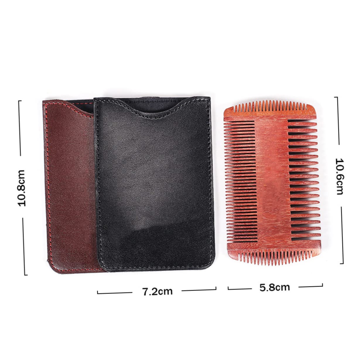 VICASKY Elegant Double Sided Beard Comb Styling Tool Coarse and Fine Teeth Anti-static Wood Compact for On-the-go Random Style
