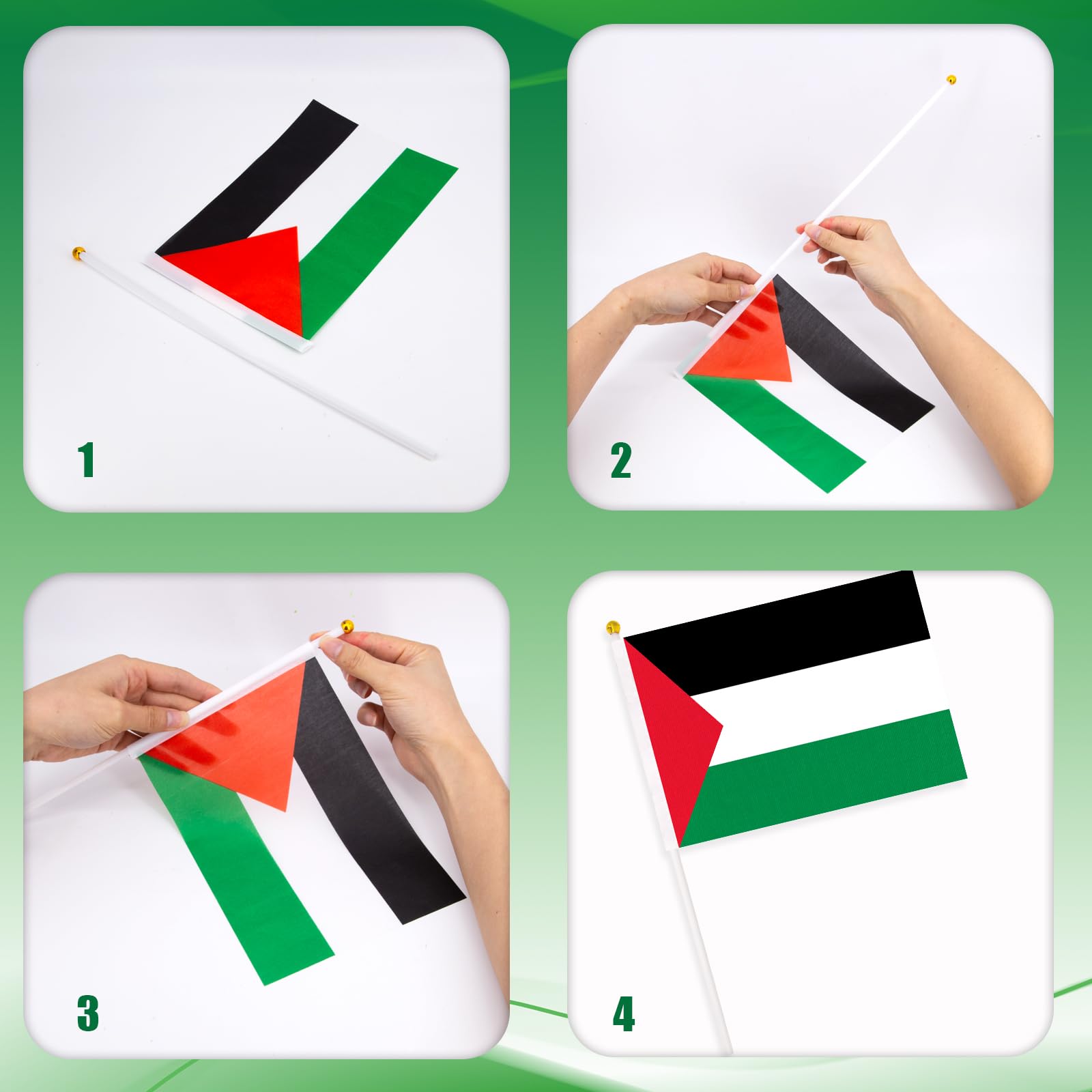 25 Stück Palästina Handheld Flaggen - 14x21 Cm Mit Stangen