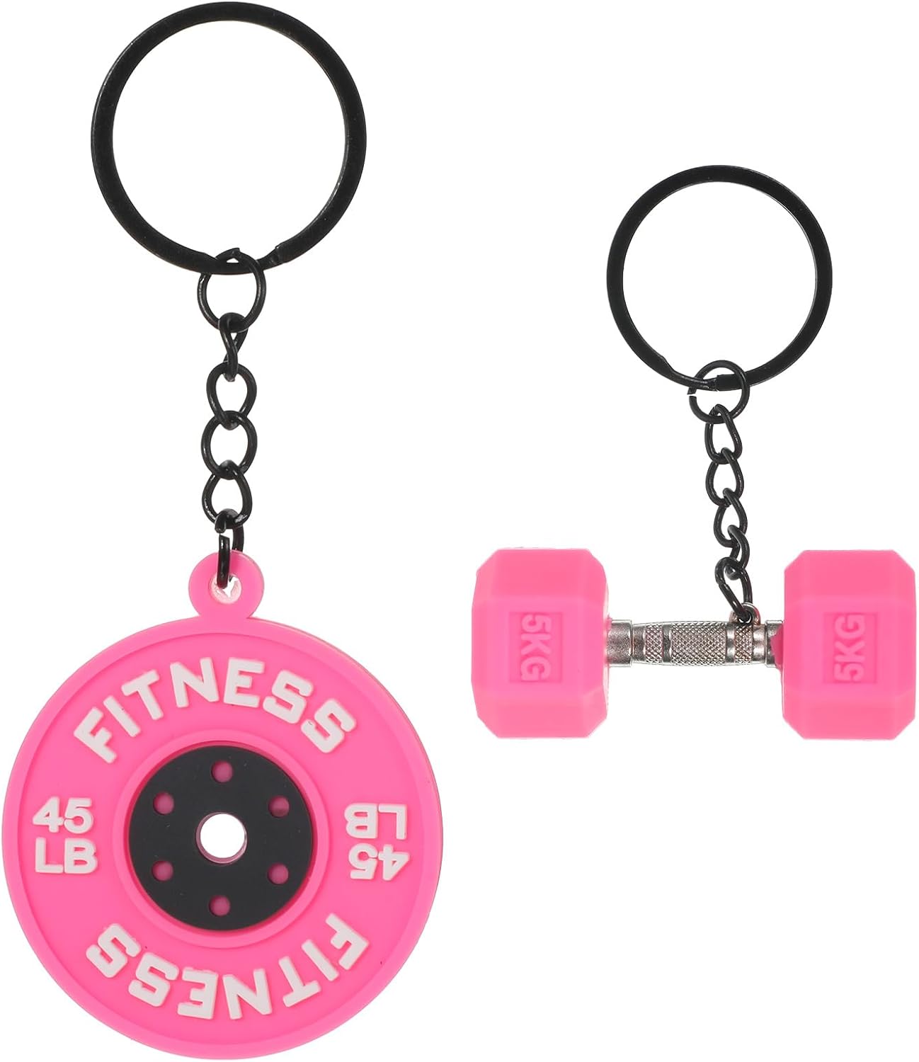 Qianyu 2 Pcs Mini Dumbbell Keychain Backpack Charm for Gym Rats Fitness Barbell Keychain Cool Bag Charm Accessories