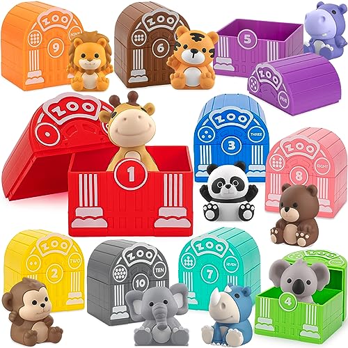 Image of Learning Toys for 1,2,3 Year Old, 20 Pcs Safari Animals Toy, Counting Skill, Color Matching, Montessori Toys, Christmas Birthday Easter Educational Gift for Baby Toddler Boys Girls Age 12-18 Months