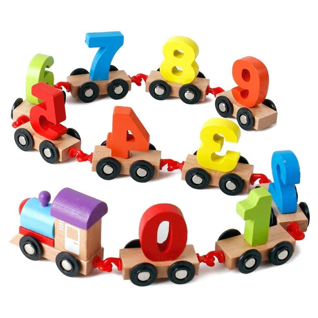 FAMOUS QUALITY Wooden Learning Toy Numbers Educational Play Train with Sliding Wheels, Pre School Learning Game for Kids 3 Years & Above