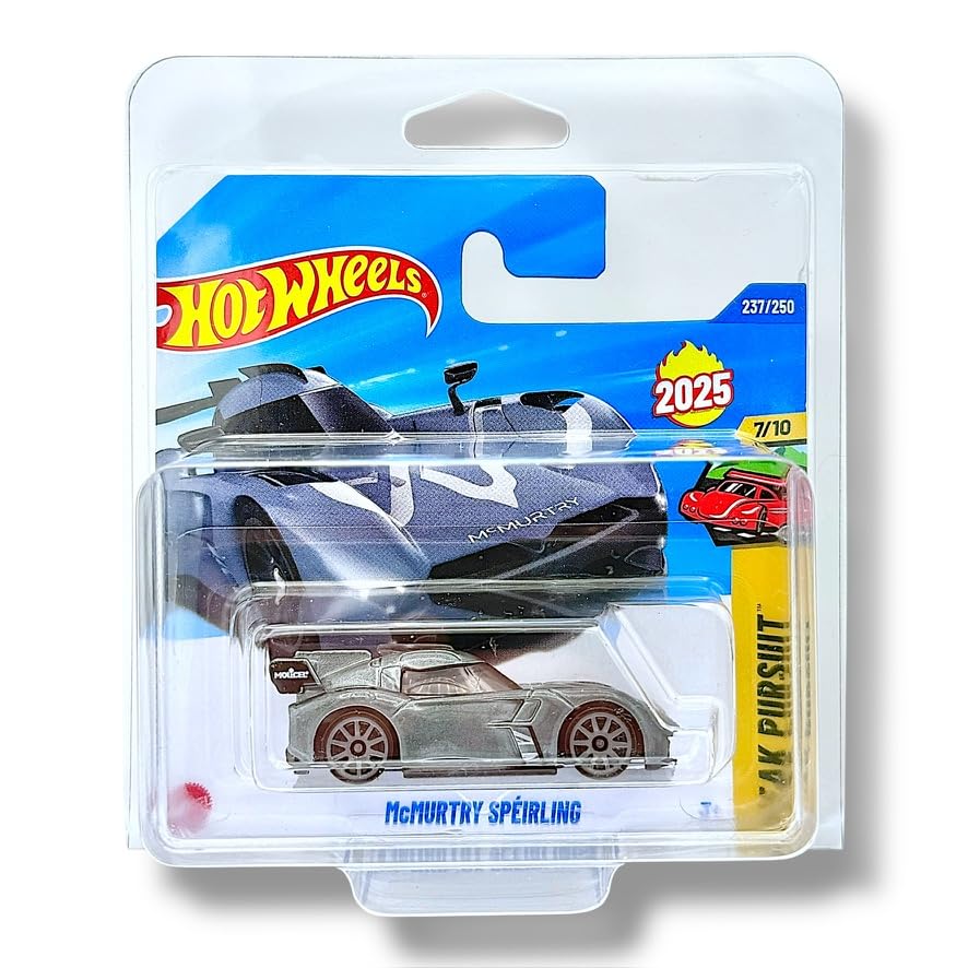 Hot Wheels McMurtry Spéirling (Metallic Dark Silver) 7/10 Peak Pursuit - 2025-237/250 (Short Card) - includes a KLAS Car Keeper Protector Case - HYW55