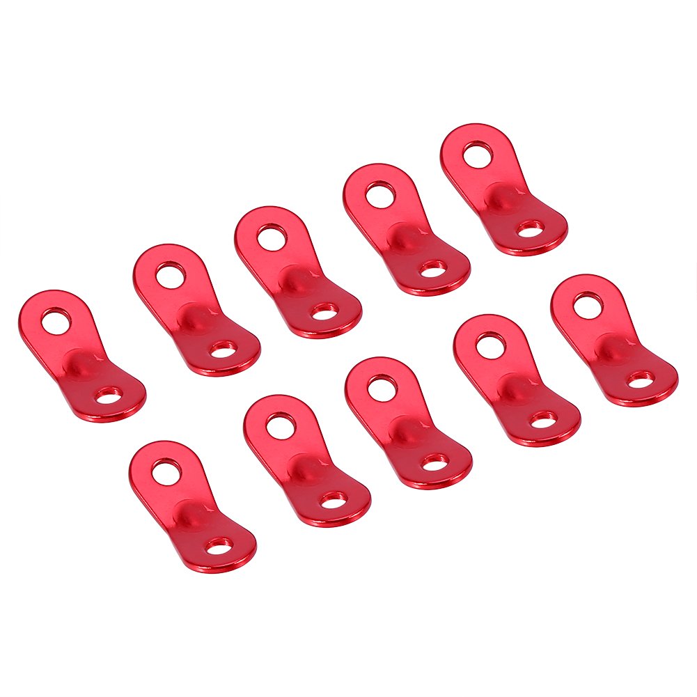 10 Tenditori In Lega Di Alluminio Per Tende - Regolatori Di Corda A 3 Fori Antiscivolo Per Campeggio, Trekking E Alpinismo, Diametro Foro 4 Mm, Rossi E Neri - 2