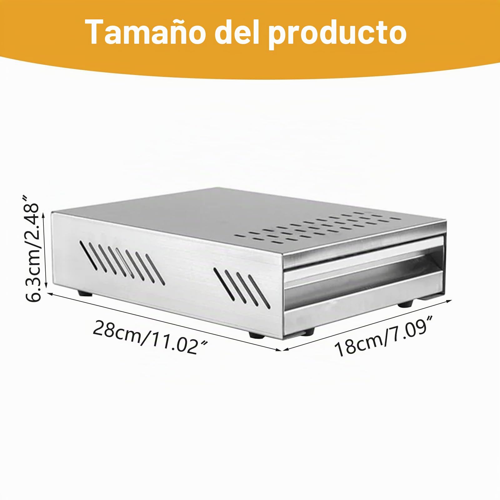 Caja Contenedor de Café,Kamanan Profesional para Posos de Café,Caja de Acero Inoxidable para Molinillo de Café Adecuado Para Todas Las Máquinas de Café Estándar (280mmx180mmx63mm)