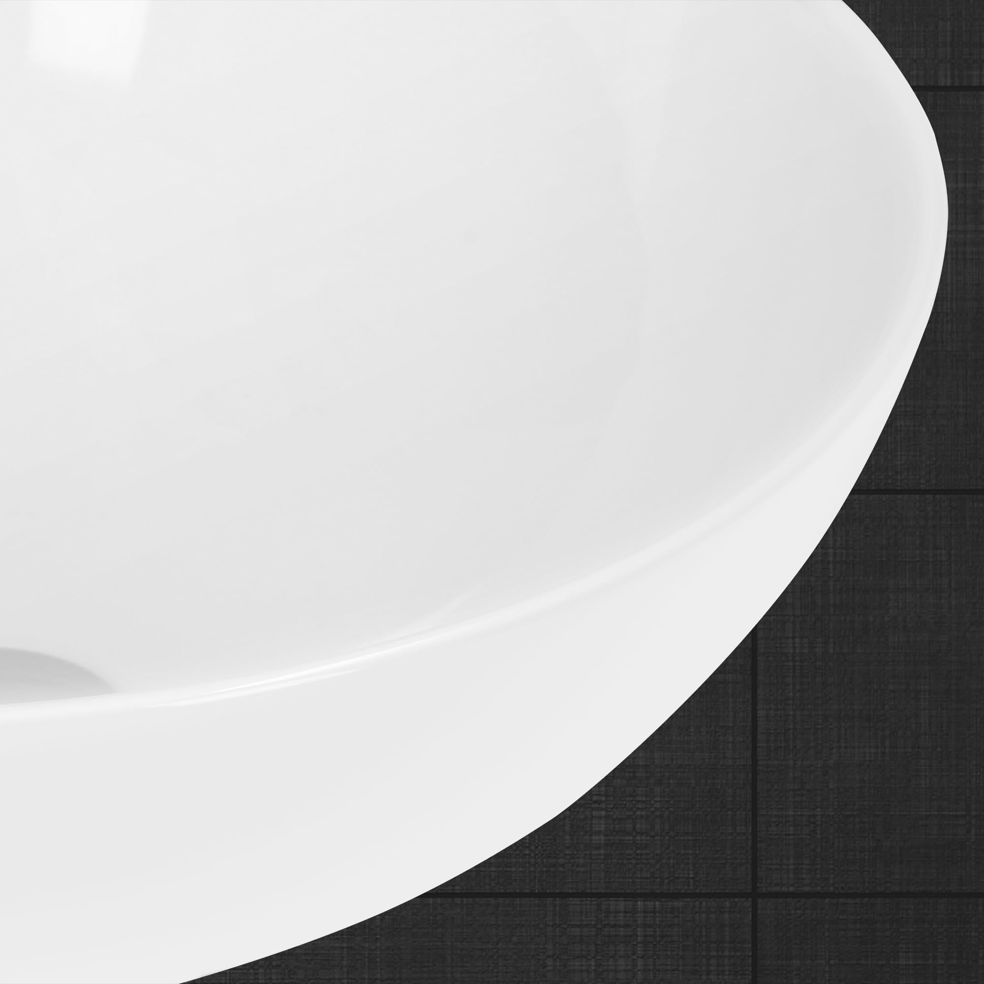 ECD Germany Lavabo Cerámico Ovalado con Agujero Conexión Estandar - Blanco - Lavamanos sobre Encimera - 320 x 320 x 135 mm - Diseño Moderno - Fregadero sin Juego de Desagüe - Realza Cada Baño o Aseo