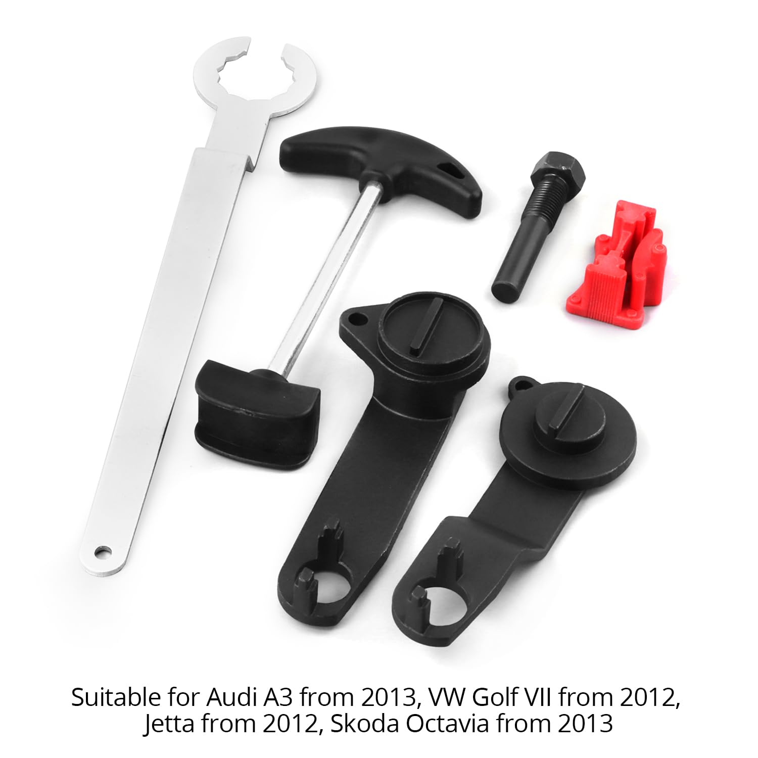 QWORK® Strumento per Cinghia di distribuzione, Strumento per Albero a camme, Strumento di Regolazione del Motore, Compatibile con Audi A3, Jetta, Skoda