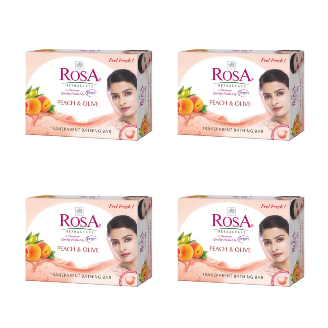 Transparent Soap 100 GM (Pack of 4) with Peach and Olive | For Men And Women