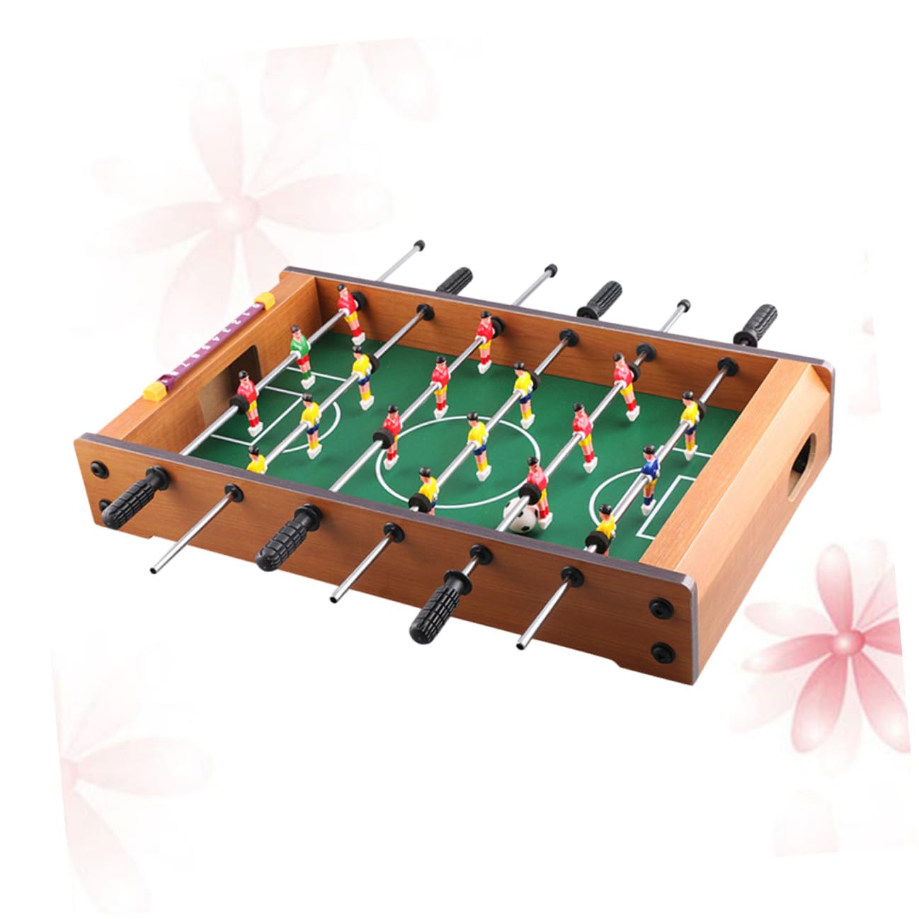 Toyvian Calcio Balilla da Tavolo Mini Portatile in Mdf Sei Aste e Segnapunti, Gioco e Adulti per Serate in Famiglia e Spazi Ridotti