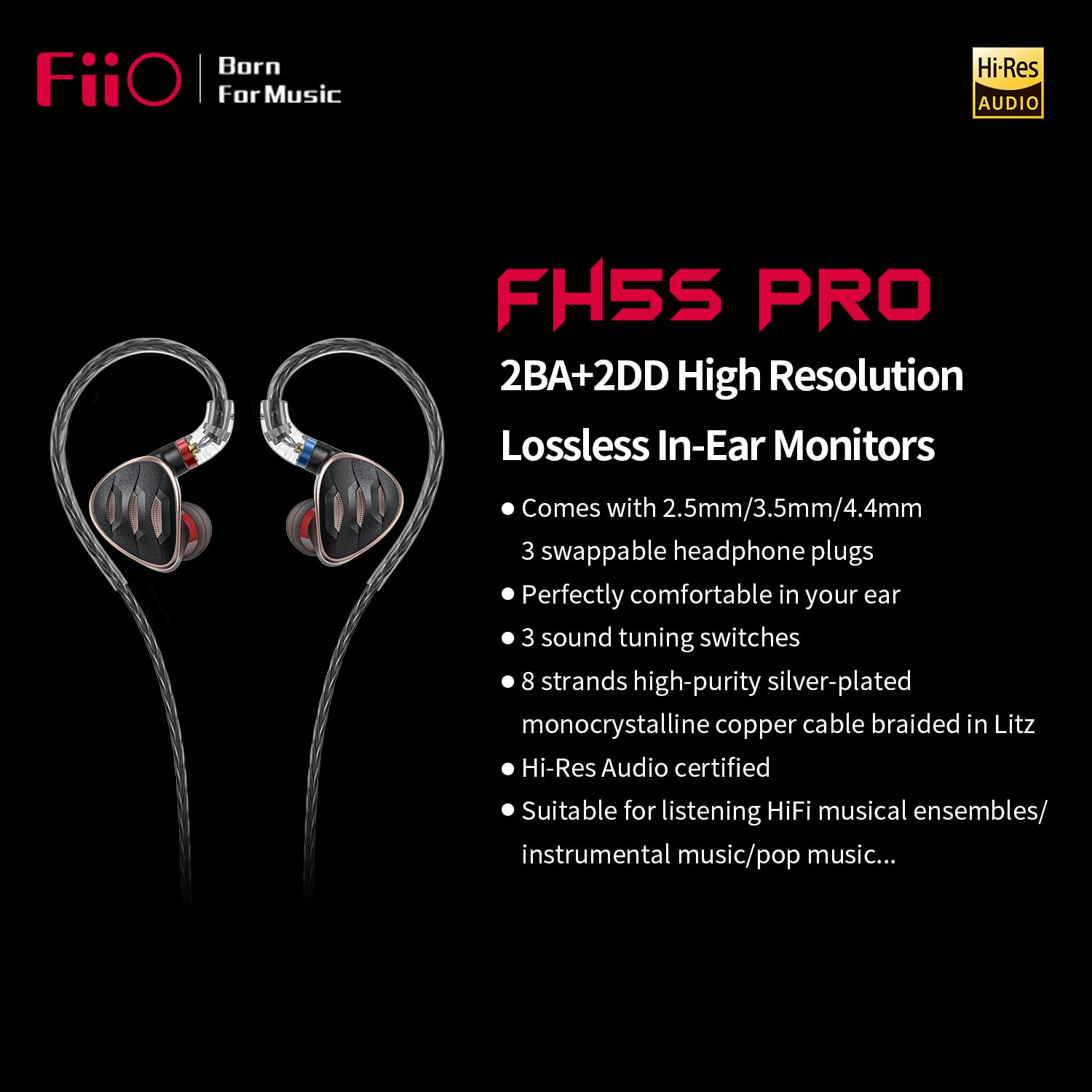 FiiO FH5sPro Headphone Earphones Wired 