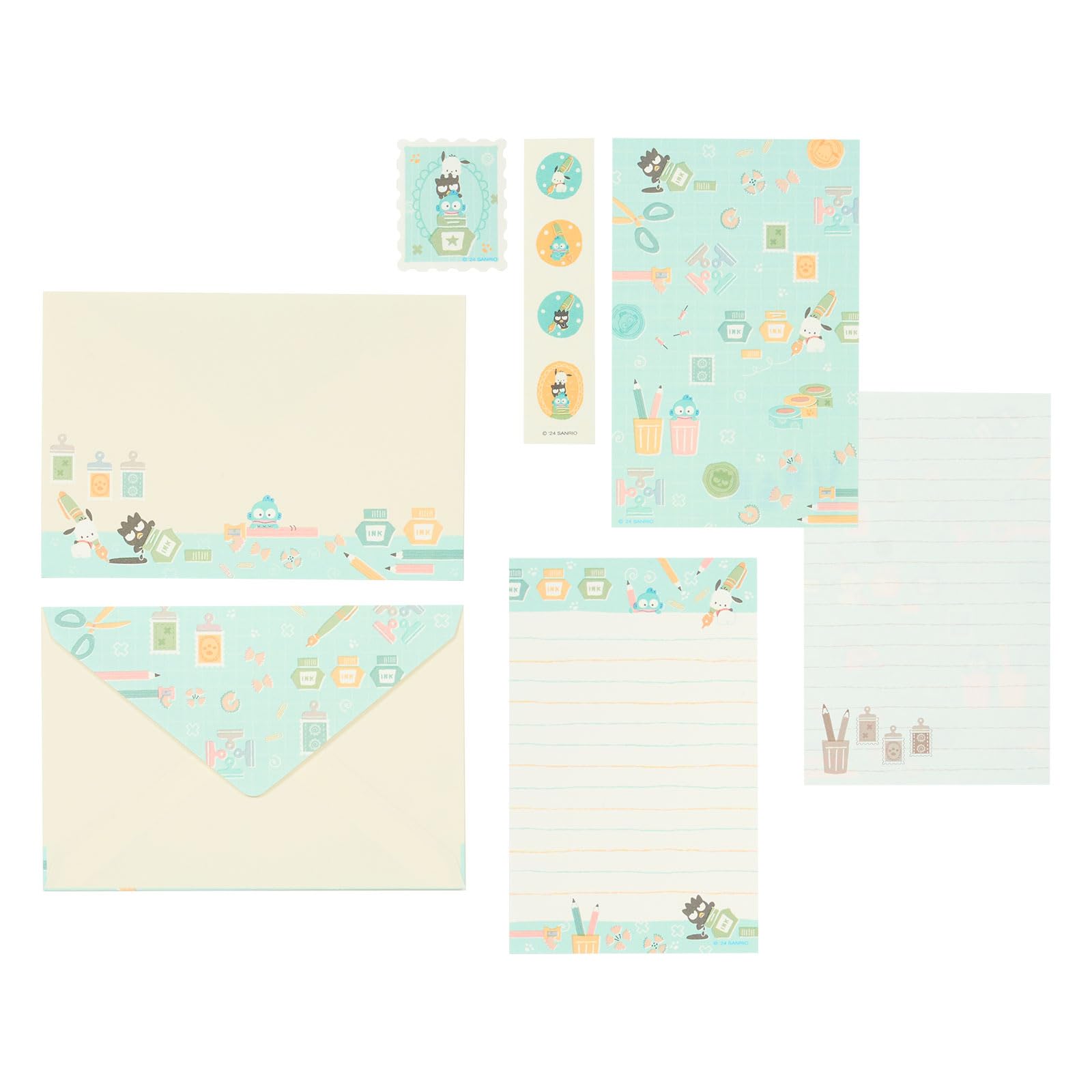 サンリオ(SANRIO) サンリオ文具時間 ポチャッコ ハンギョドン バッドばつ丸 レターセット 便せん8枚入り 封筒付き 封かんシール付き 341142