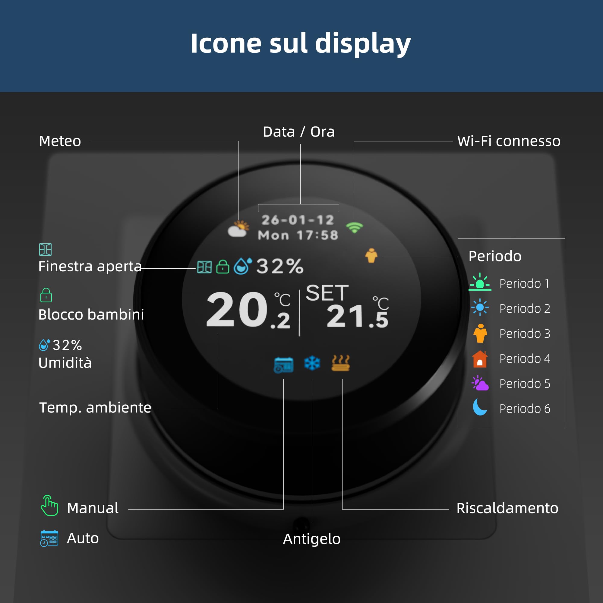 Termostato per caldaia Beok Wi-Fi, programmabile su base giornaliera, con comando vocale compatibile con Google Assistant e Alexa. Adatto a caldaie ad acqua o a gas con contatti a secco, 100-240 V.