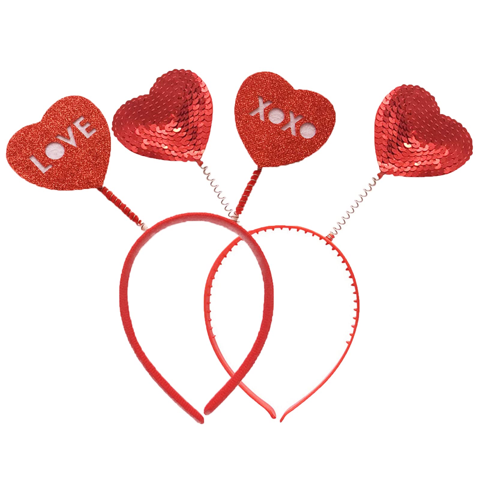 Love Heart Headband Valentine's Day Sequin Crown Head Boppers Headbands Hair Accessories for Wedding Birthday