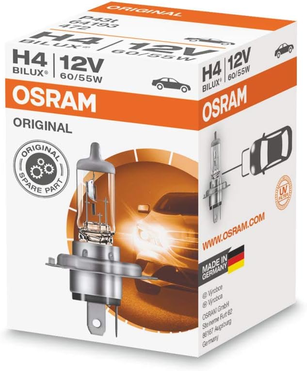Original Osram BILUX H4 Halogen Light Car Light Made in Germany 60/55W