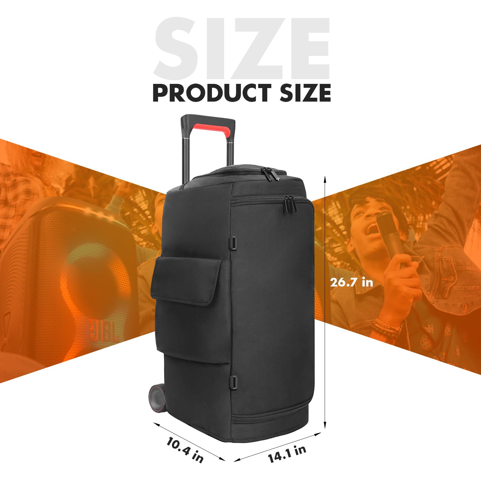 Housse de protection contre la poussière pour enceinte compatible avec enceinte portable JBL PartyBox 310/PartyBox Stage 320, étui de protection de voyage avec poches pour accessoires