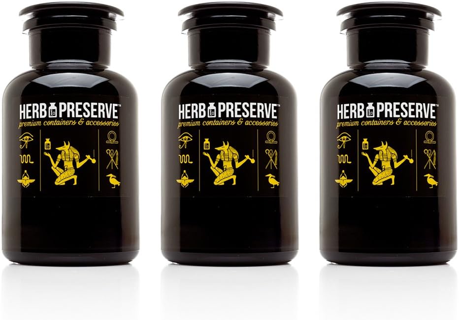 Over 2 Oz (1 Liter) Capacity Apothecary Jar Black Ultraviolet All Glass Refillable Stash 3-Pack