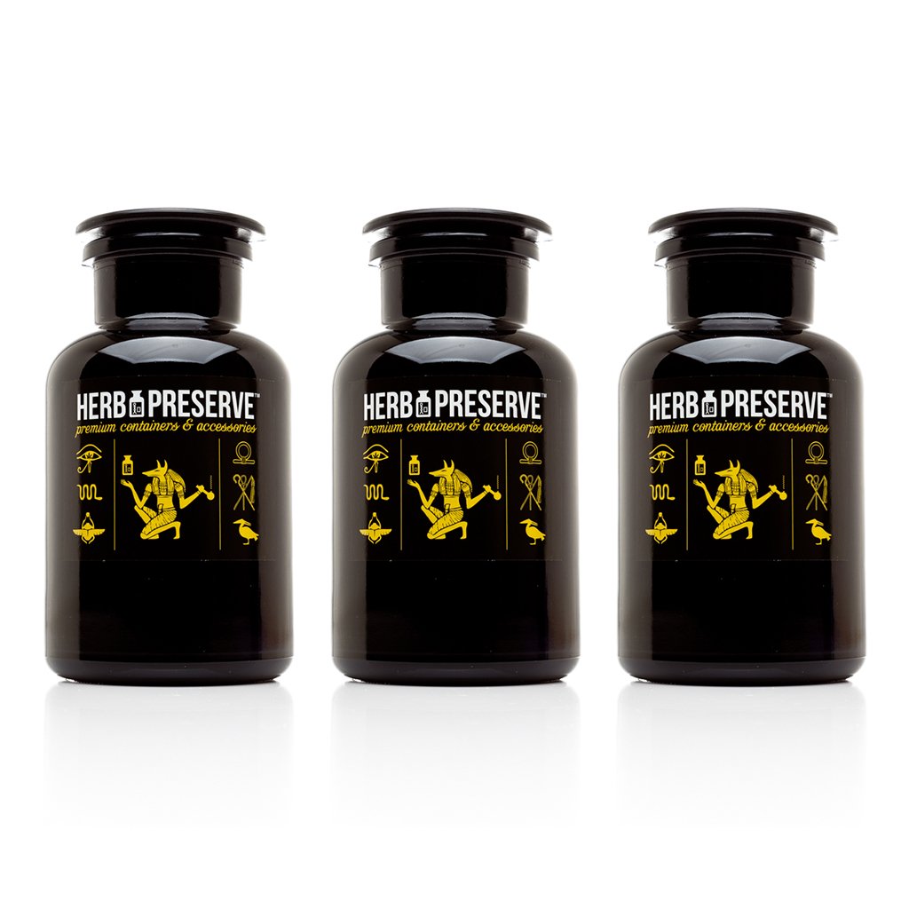 Over 2 Oz (1 Liter) Capacity Apothecary Jar Black Ultraviolet All Glass Refillable Stash 3-Pack
