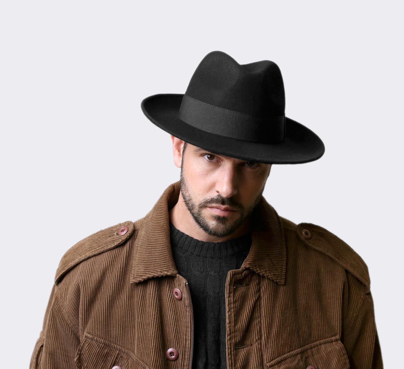 Cappello Fedora Feltro Ripiegabile Idrorepellente Tesa Larga Classic Fedora