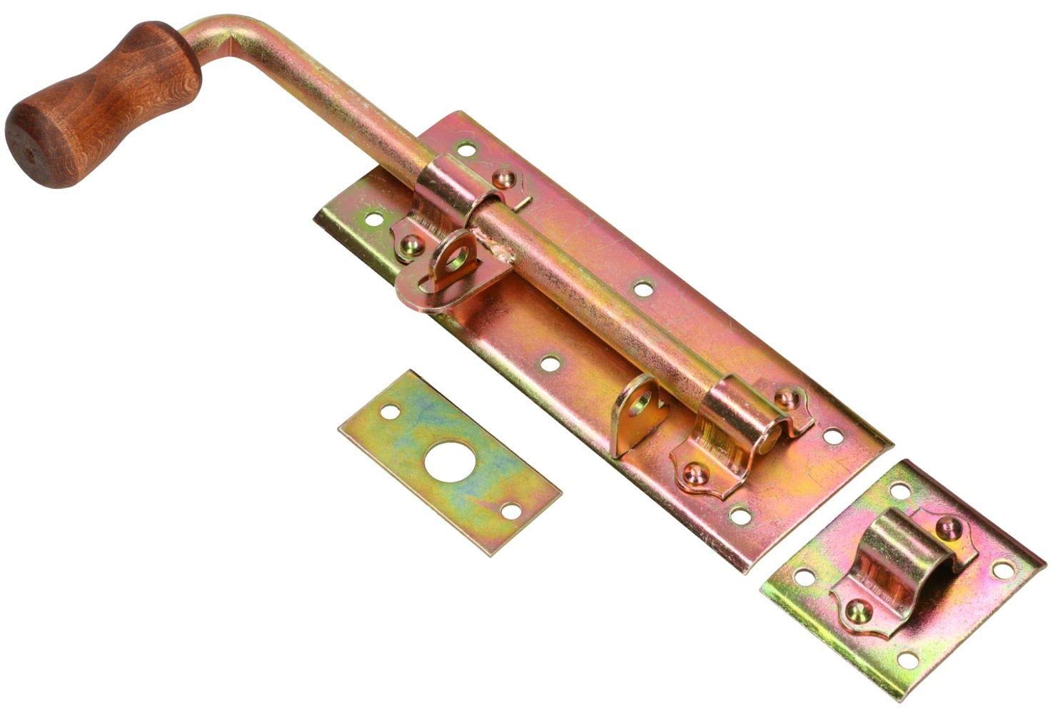 KOTARBAU® Chiavistello Sinistro 275 mm (10,63 in) Chiusura Bullone Serratura Cancello Gancio Barilotto Capannone Fienile Pollaio Zincato Giallo