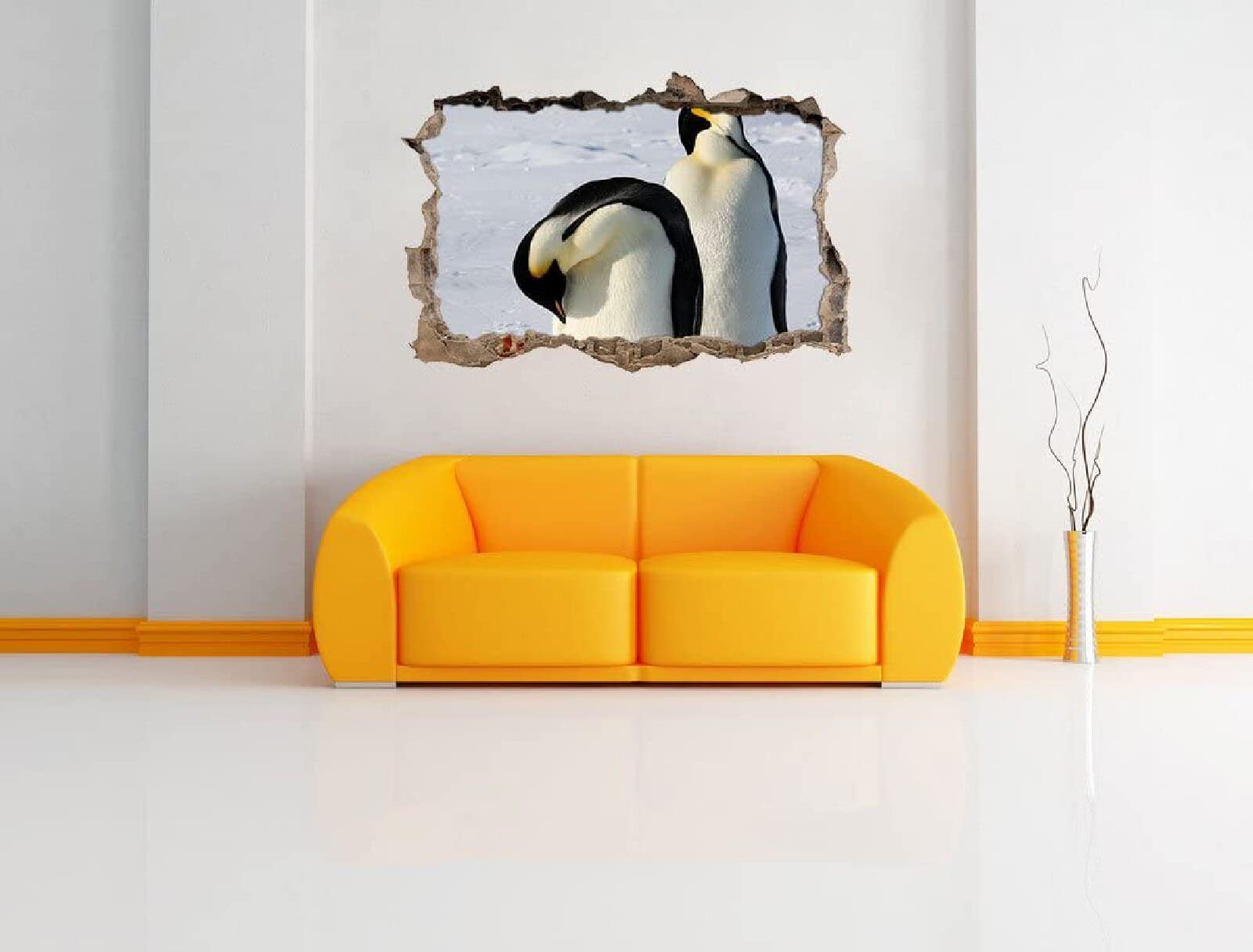 Naklejka ścienna 3D winylowe naklejki pingwin ściana mural wystrój pokoju dziecięcego 80 x 120 cm