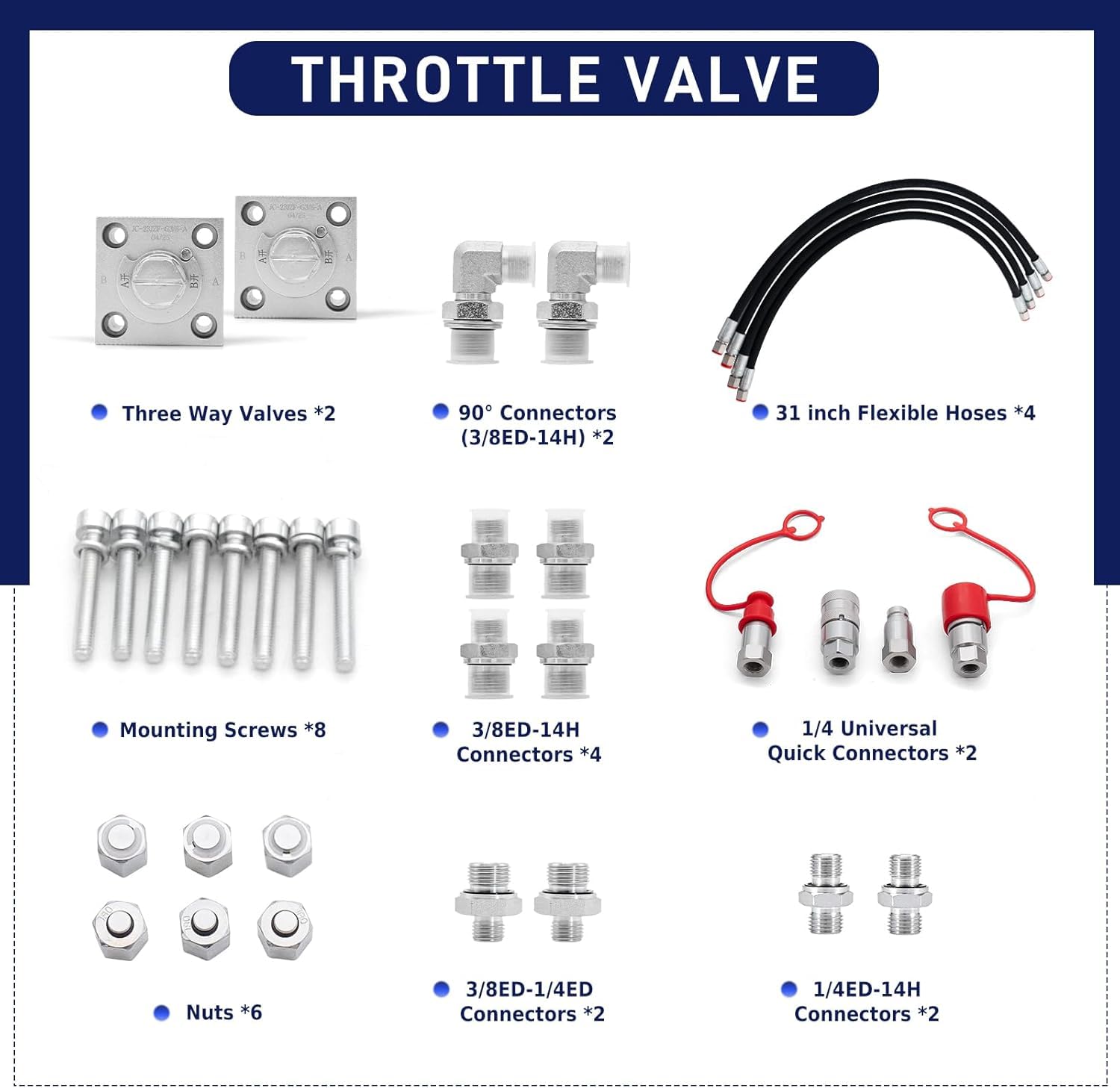 Accessori per mini escavatore 3 vie valvola di commutazione set da 2 pezzi, valvola a farfalla per mini escavatore, valvole di distribuzione idraulica a 3 vie per mini escavatori da 1 a 2 tonnellate