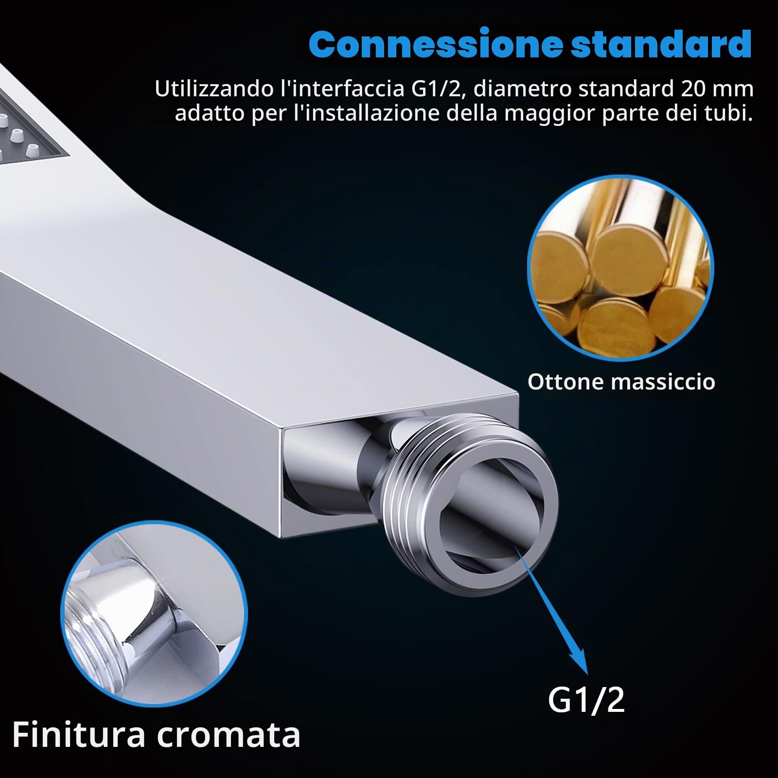 STARBATH Soffione Doccia Alta Pressione Manopola Doccia Risparmio Idrico per Anticalcare Cromata, 100% STARBATH Soffione Doccia Alta Pressione Manopola Doccia Risparmio Idrico per Ottone,1 Getti