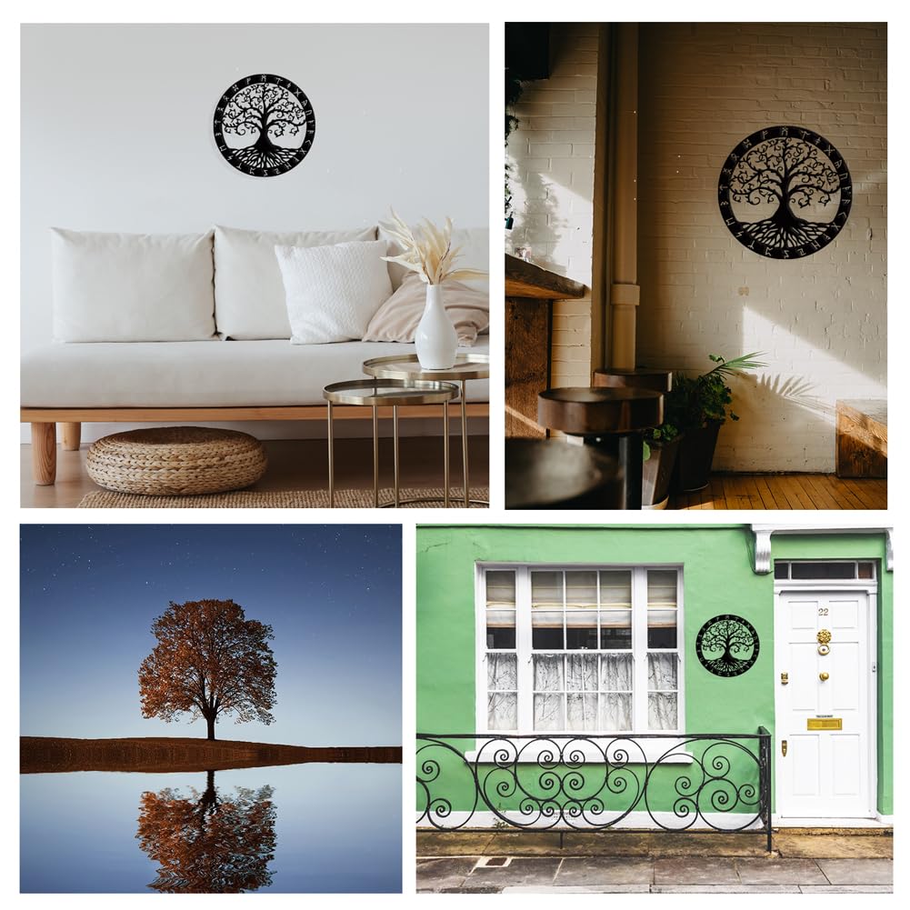 NBEADS Decoración De Pared De Metal Con árbol De La Vida, 11.8 Pulgadas, Decoración Negra Para Colgar En La Pared Y Silueta De Sol, Arte De Pared Para El Hogar, Dormitorio