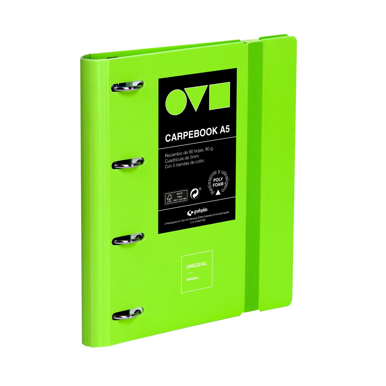 Raccoglitore Grafoplas A4 Polyfoam - Leggero E Resistente Con 4 Anelli, Nero Con Busta E Separatori - Foto 9