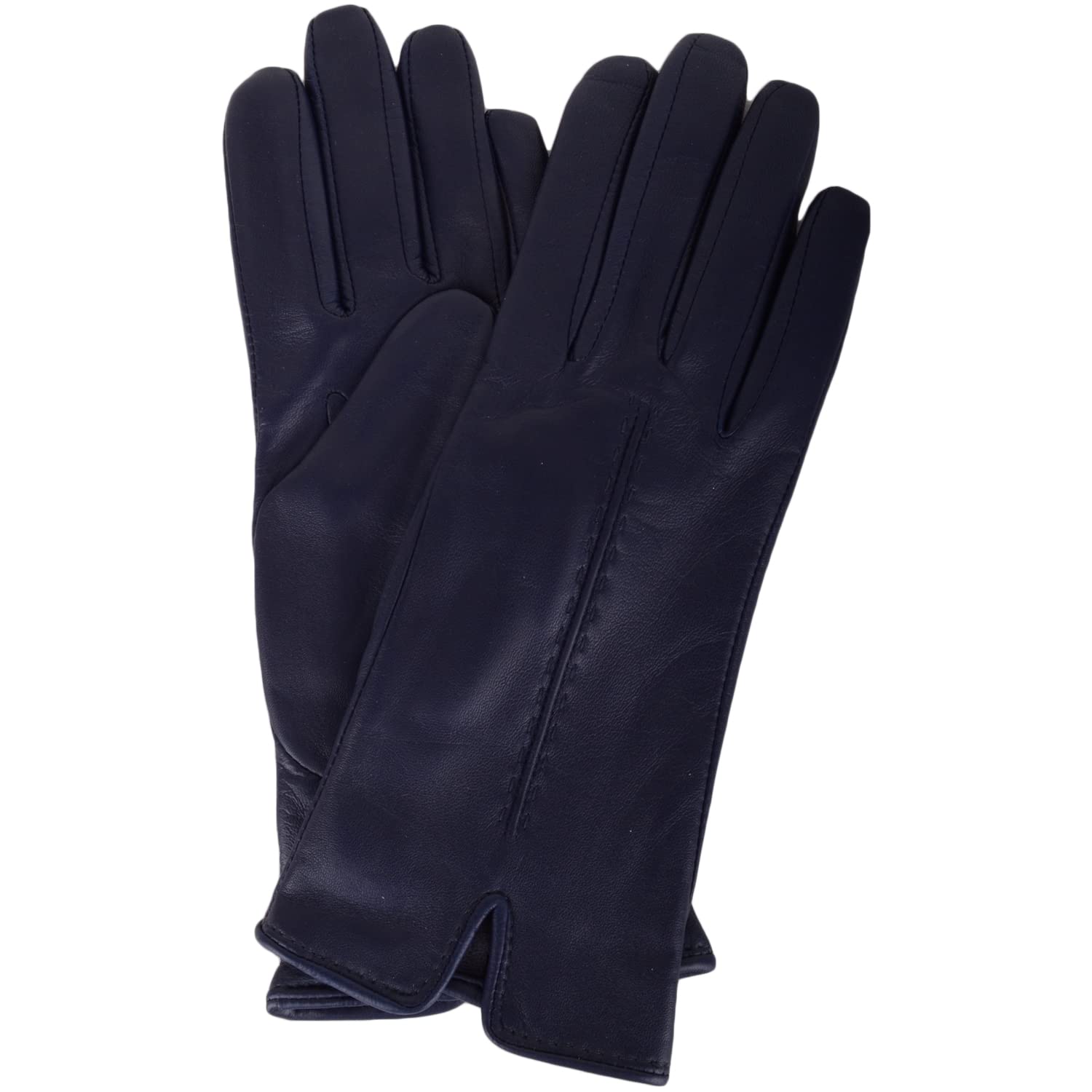 SNUGRUGS Womens Soft Leather Winter Glove with Single Point Stitch Detail - Navy - Extra Large (8.5")