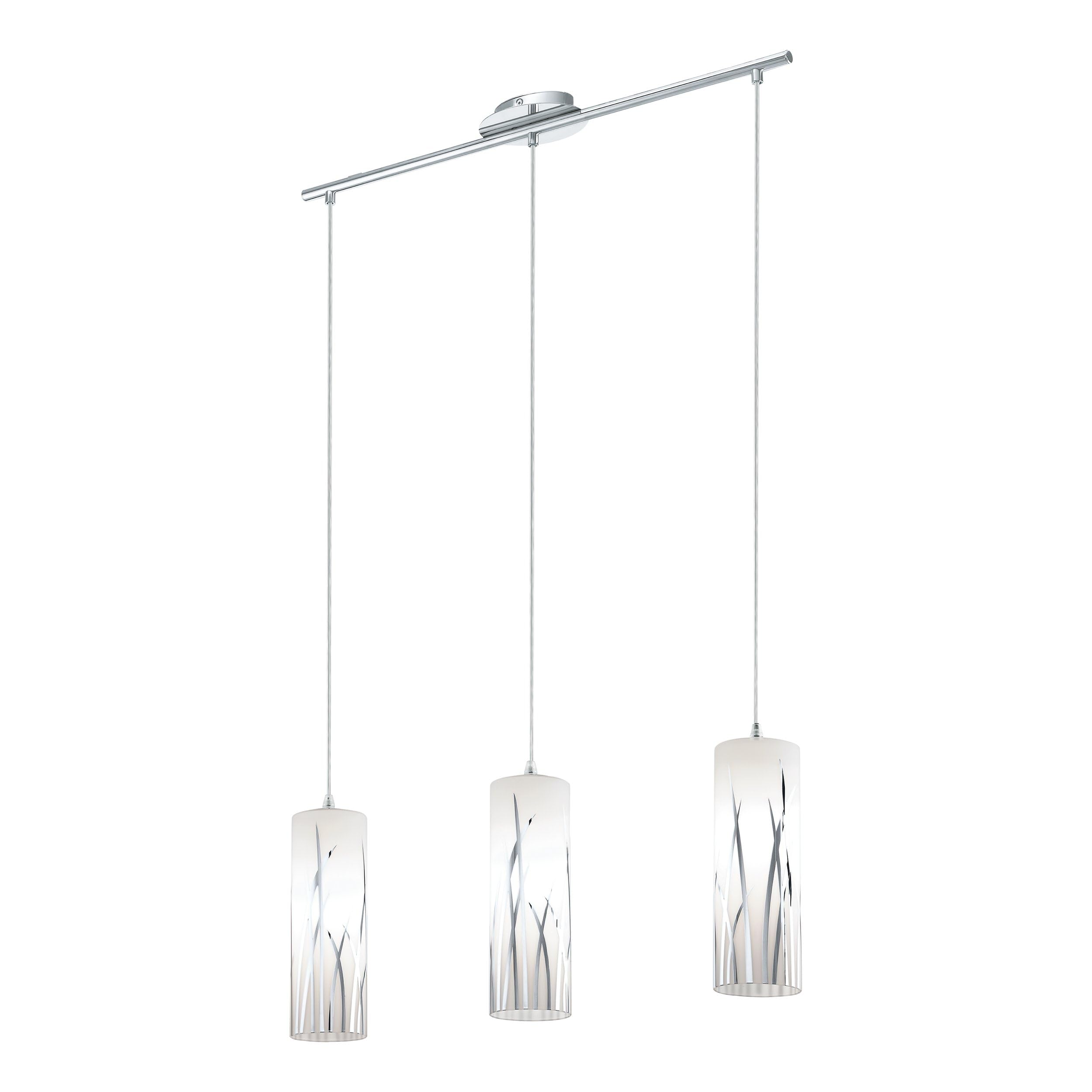 Eglo Lámpara colgante Rivato, lámpara suspendida de 3 luces, elegante | hecha de acero y vidrio con detalles en cromo y blanco, lámpara para mesa de comedor, lámpara de salón colgante, E27