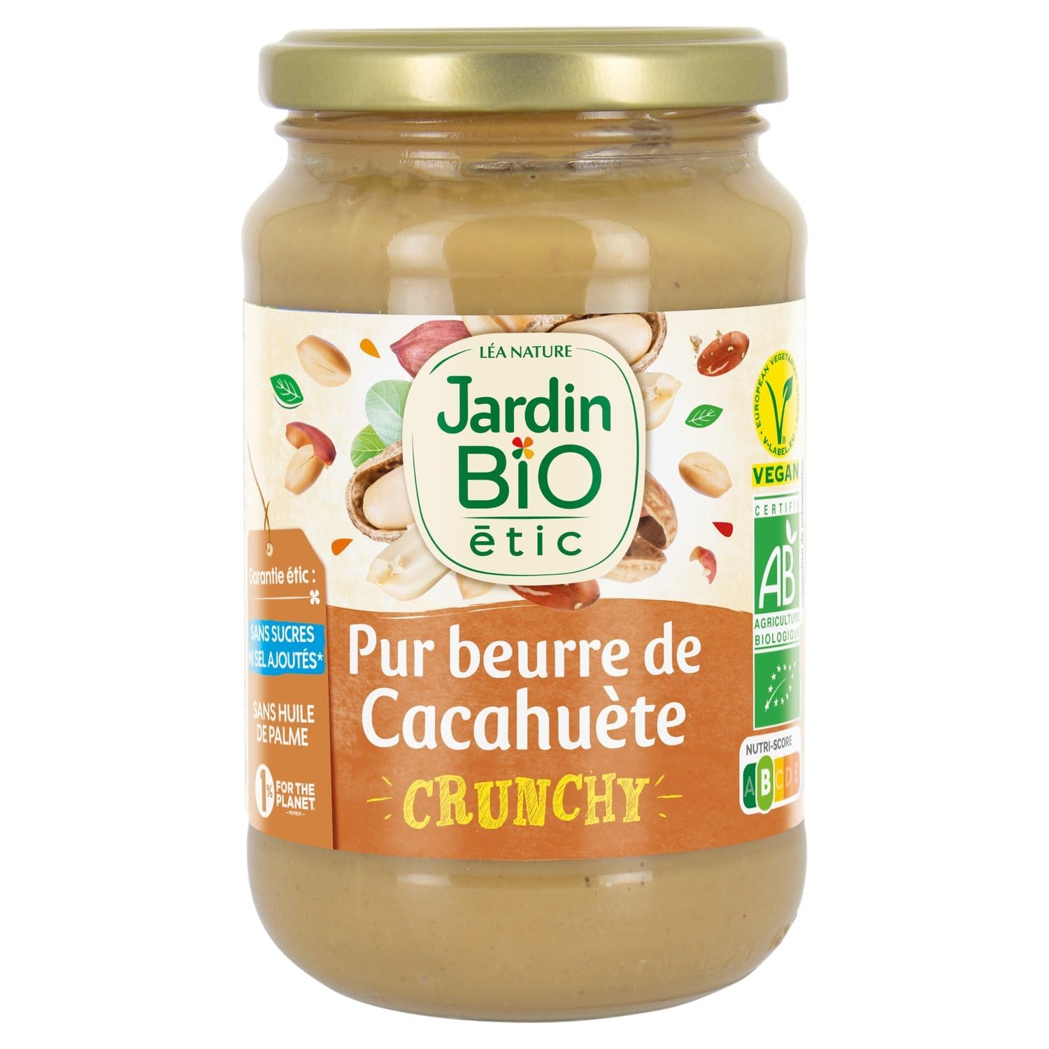 JARDIN BIO ETIC – Pâte à Tartiner Beurre de Cacahuète Bio Croquante, Texture Inimitable (Pot 350g) - Le Lot De 3