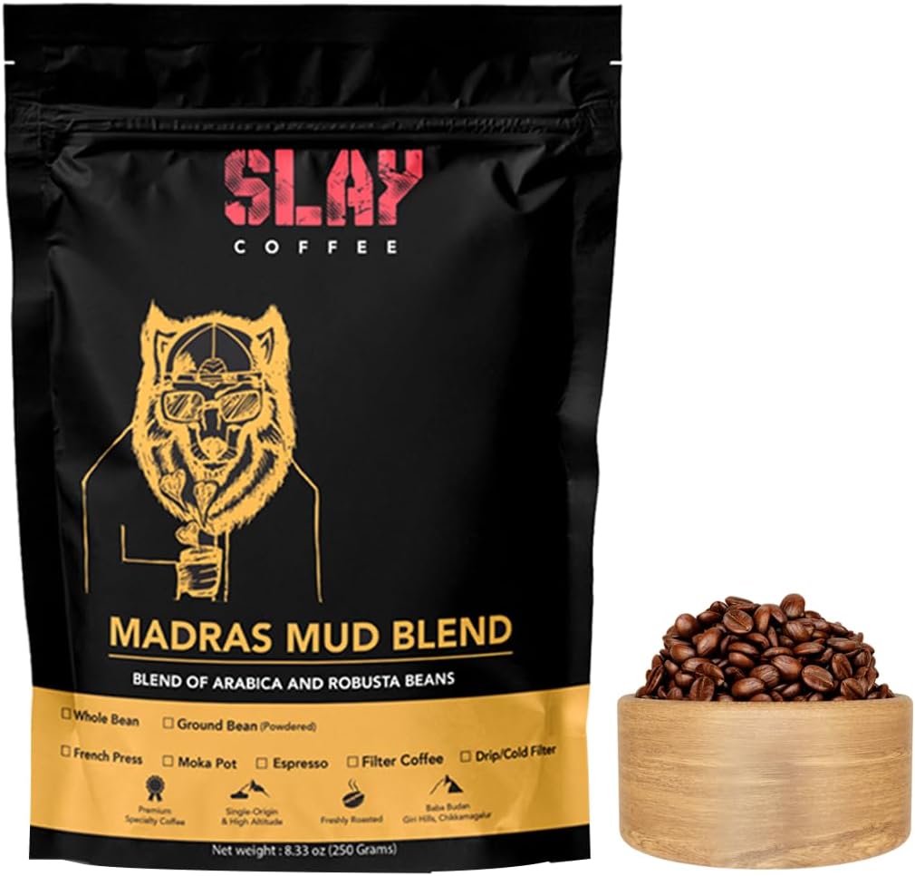 SLAY Madras Mud South Indian Style Filter Coffee Beans | Freshly Roasted | Medium Roast | 250g