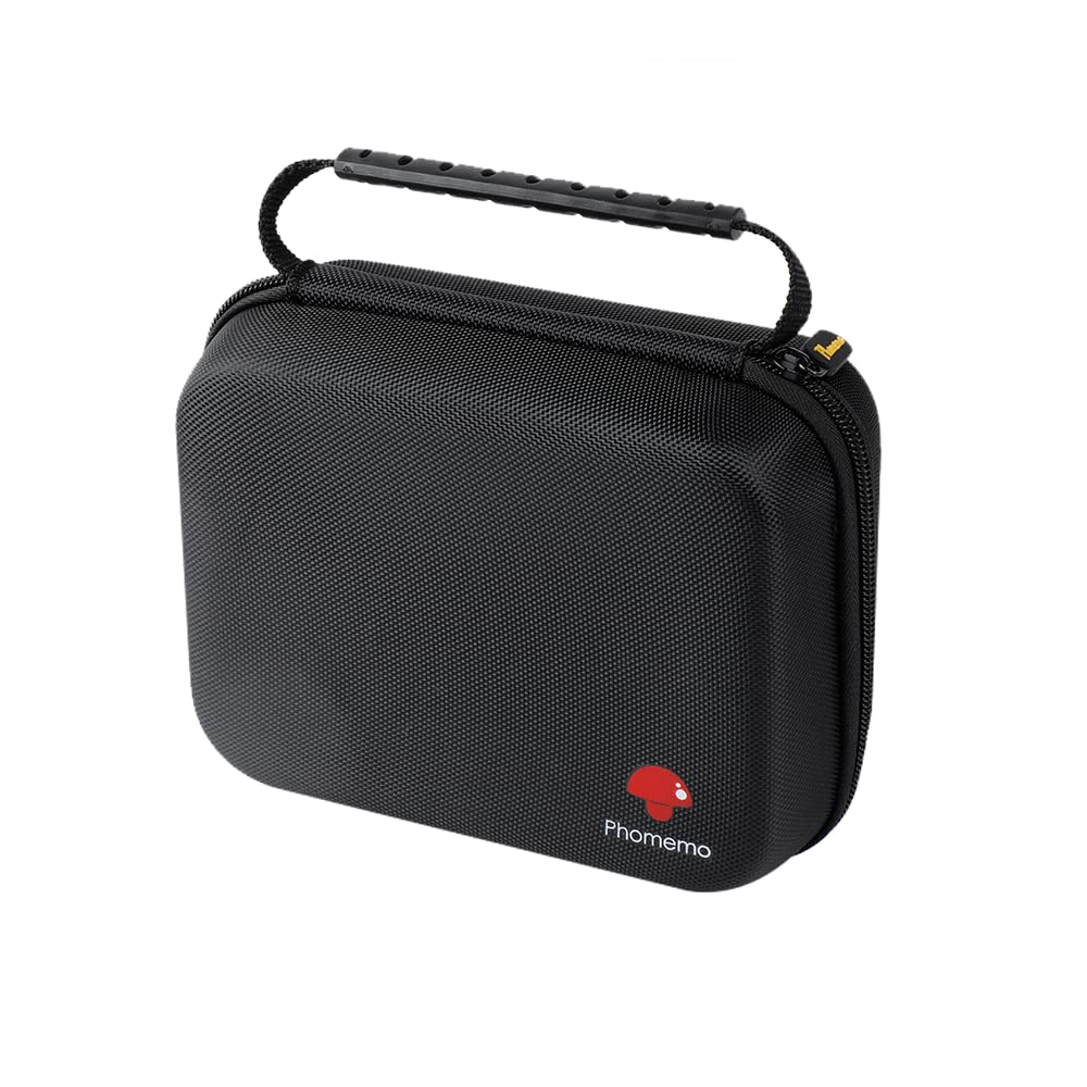 Phomemo Drucker Tasche, Tragbare Tasche für M221/M220/M110/M120/M200/M04S/M04AS Etikettendrucker, Stoßfest,Wasserdicht, Halter Tasche für Etikettendrucker mit Band,mit Netztasche für Zubehör (Schwarz)