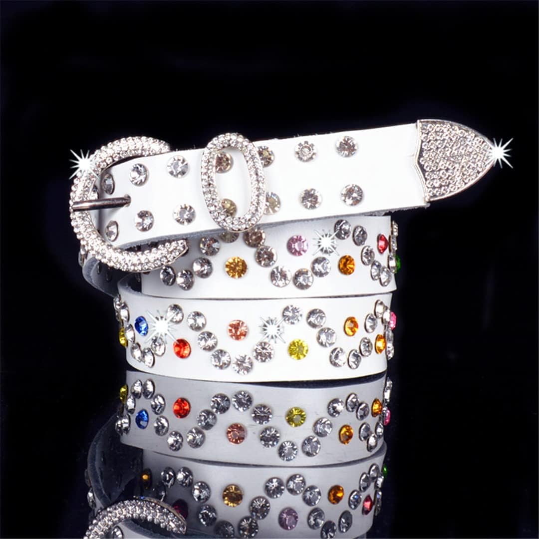 Mkjuuior Wide Buckle Belt for Women Woman Diamond Belts Womens Second Layer Cow Skin Top Strap Female for Jeans