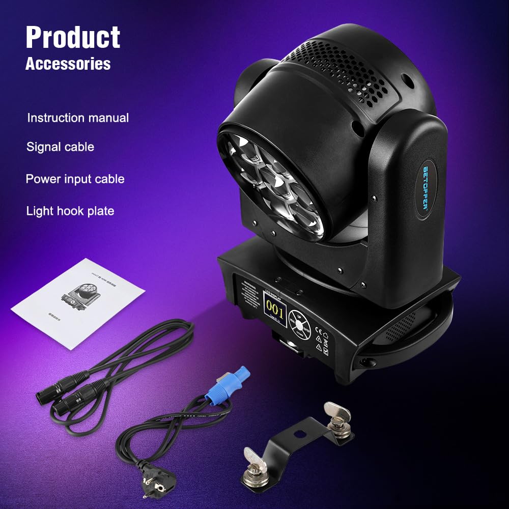 BETOPPER 7 * 40W Discokugel Moving Head Dj Licht mit Spot Point Steuerung, RGBW Beam/Wash/Zoom/CTO Effekt Bee Eye LED Bühnenlicht, Sound Activated Discolicht Partylicht Party Deko für Hochzeit, Bars