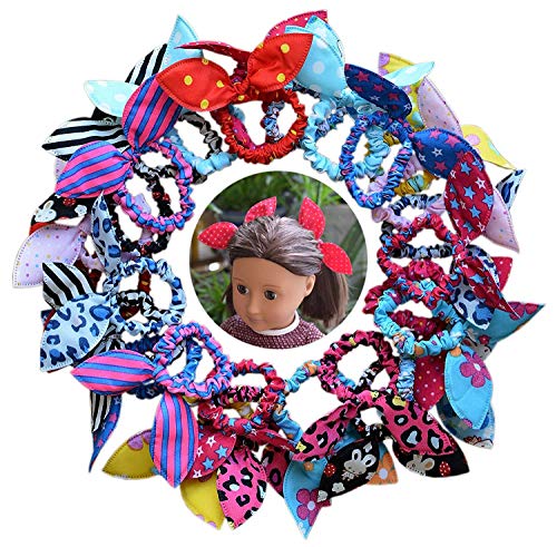 ZaoProteks ZP1308 Rabbit Ear Elastic Hair Ties for Girls and Women (28 Colors B)