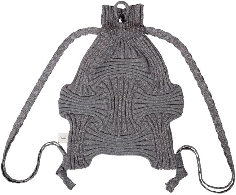 Pleatsmama New Bow Backpack Glitter – SILVER | Recycled Knit Pleated 3-Way Drawstring Backpack (Fits 13″ Laptop)