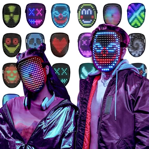 Hipappy LED Mask with Gesture Sensing – Light Up LED Mask for Men & Women, Perfect for Halloween, Christmas, Cosplay, Birthday & Masquerade Parties