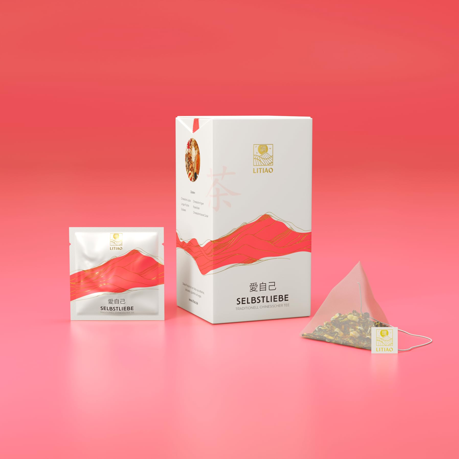 LITIAO SELBSTLIEBE Frauentee - Mit 5 einzigartigen TCM-Kräutern | 30 Pyramidenteebeutel je 19g | Koffeinfrei | 3 Packungen