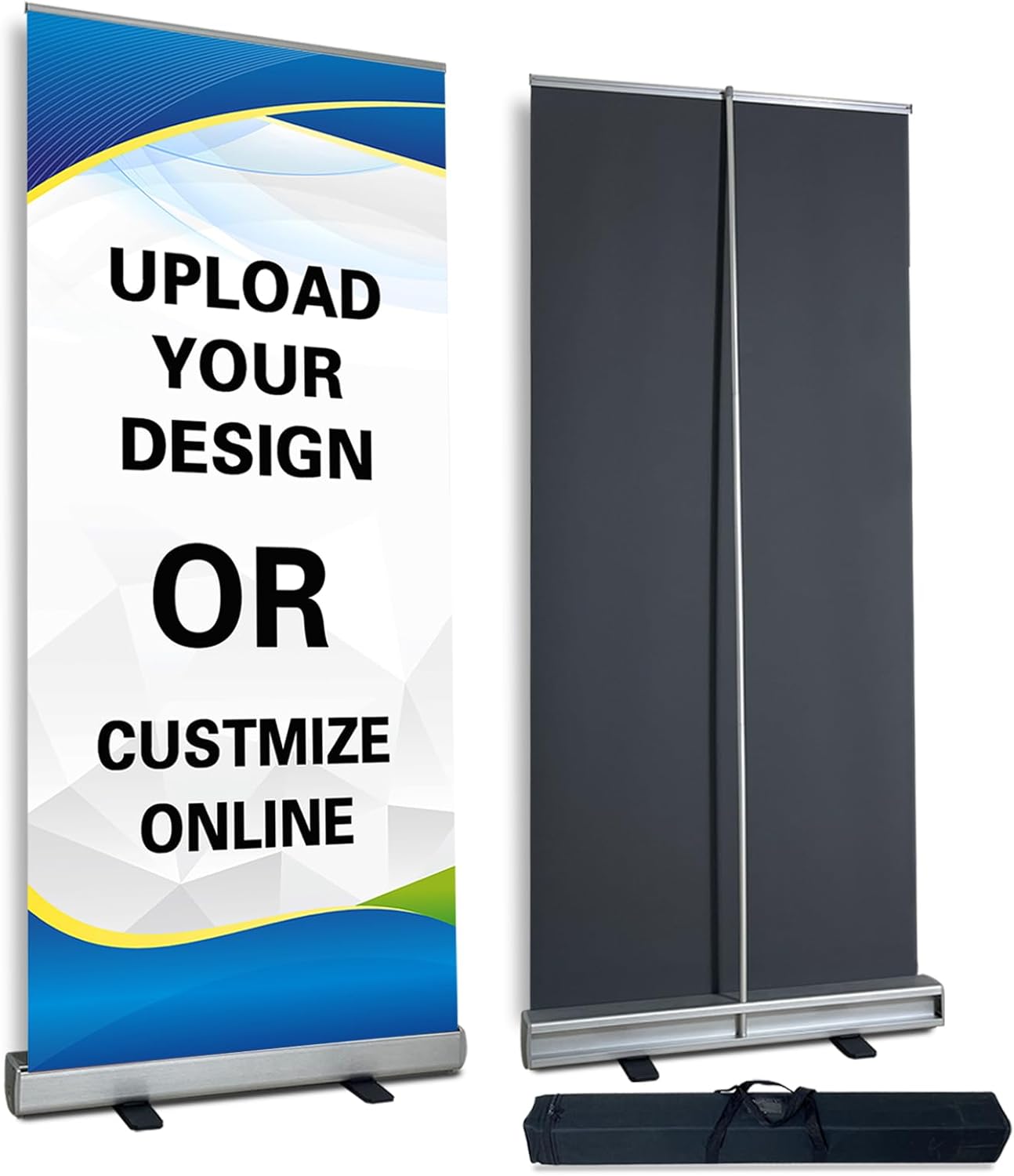Custom Retractable Banner 33.5" x 80",with Heavy Duty Frame and Travel case ,Anti-curl fabric,for Business, Advertising, Events ,MADE IN USA