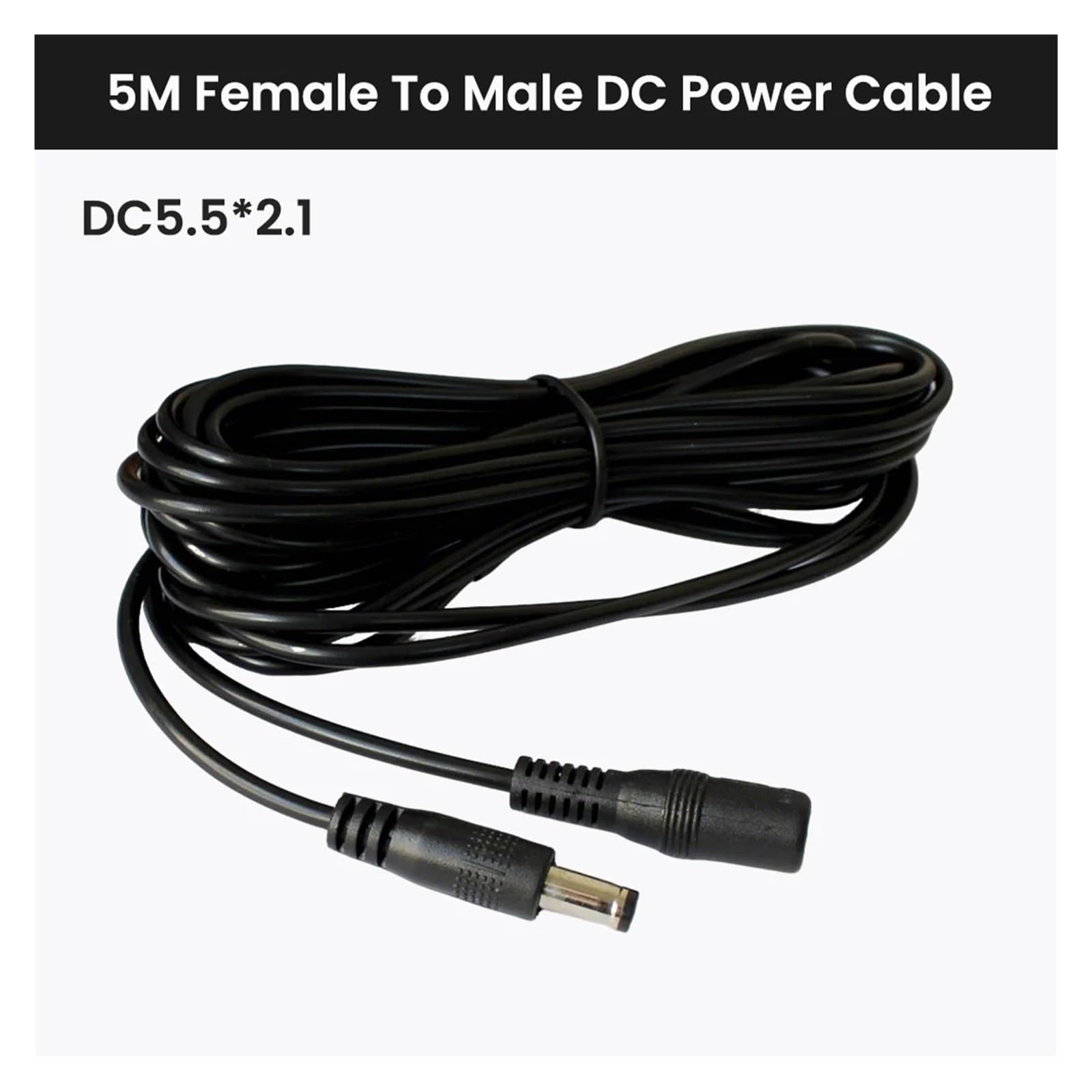1 żeńskie na 2 męskie złącze kabla rozdzielacza zasilania DC DC5.5x2.1mm 18AWG 5m przedłużacz DC do taśmy LED światło kamera telewizji przemysłowej(5m DC Power Cable,5PCS)