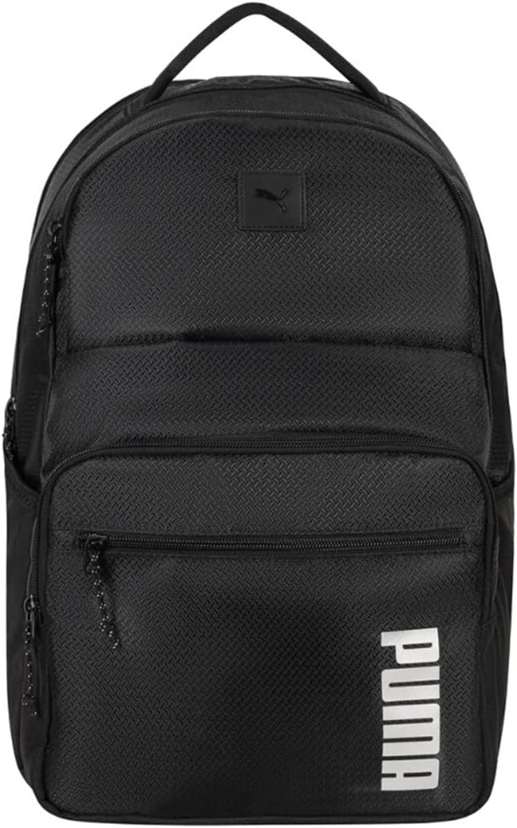 PUMA Unlimited Backpack, Black, with Exterior Pockets and Interior Zip and Slip Pockets