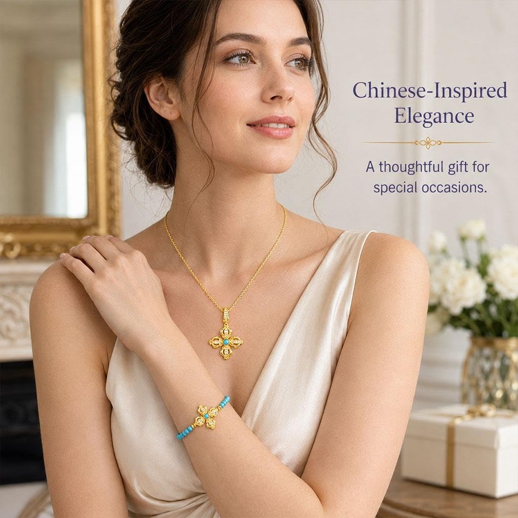 Set Gioielli 2 Pezzi Fu Charm, Collana E Bracciale Cinesi